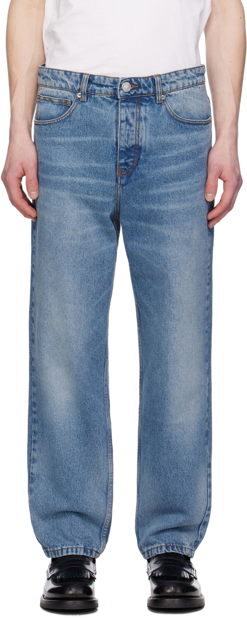 Kavbojke AMI AMI Paris Tapered Fit Jeans Modra | HTR103.DE0046