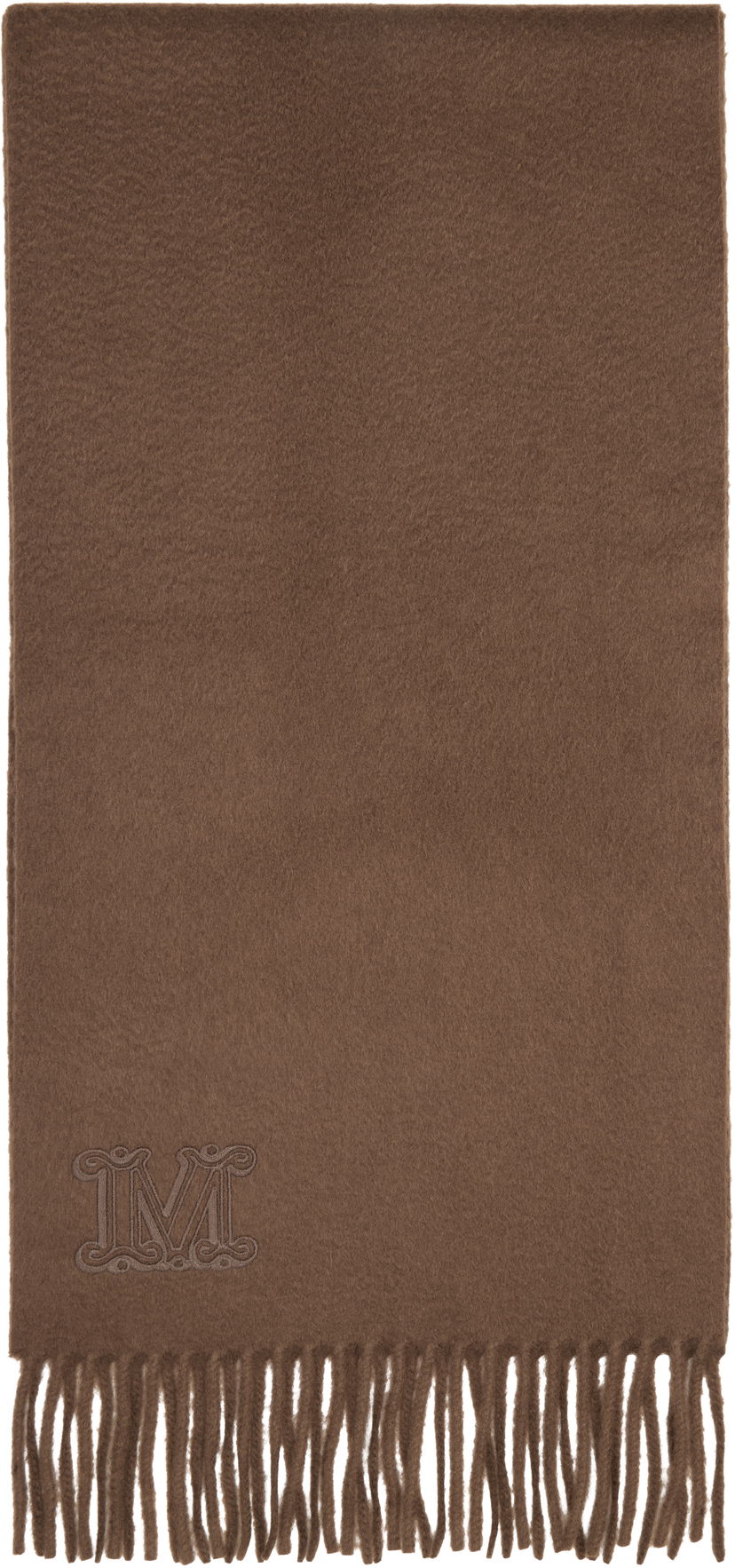 Šala Max Mara Wsdalia Embroidered M-Logo Fringed Scarf Rjava | 2524546311600