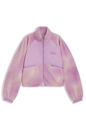 Jakna BOSS Cloud-Print Teddy Jacket with Panels Lila | 50541233