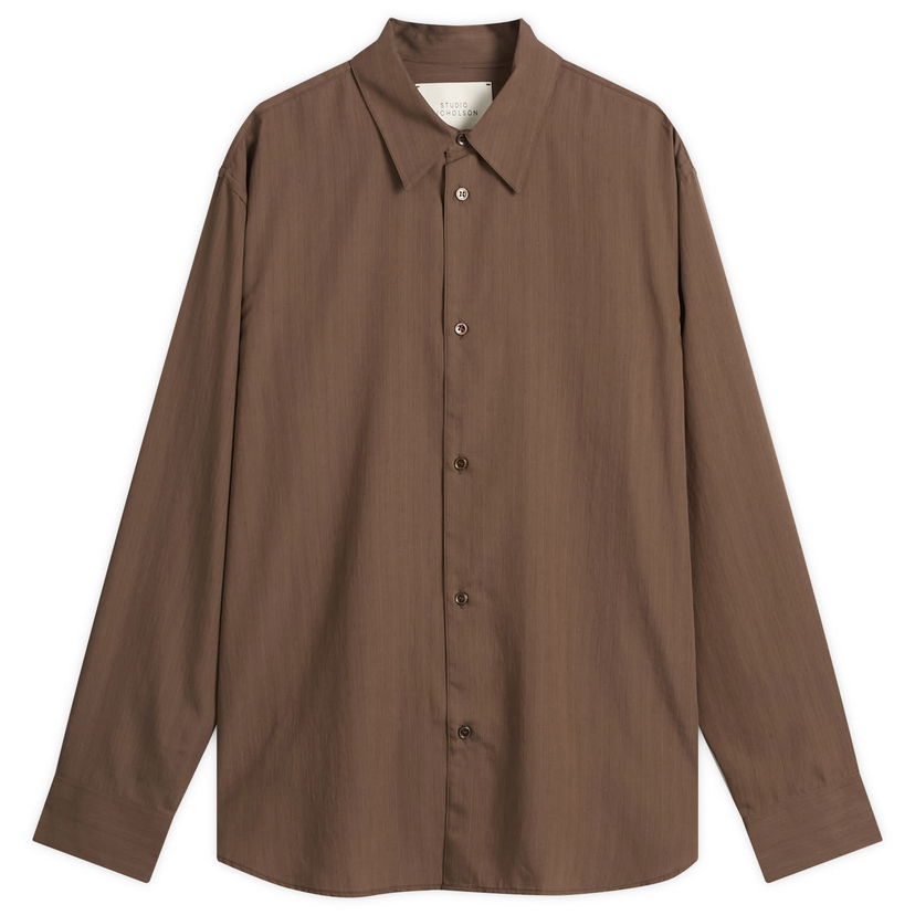 Srajce Studio Nicholson Studio Nicholson Boxy Oversized Shirt, Size Large Rjava | VIEWSNM-1126-BRW