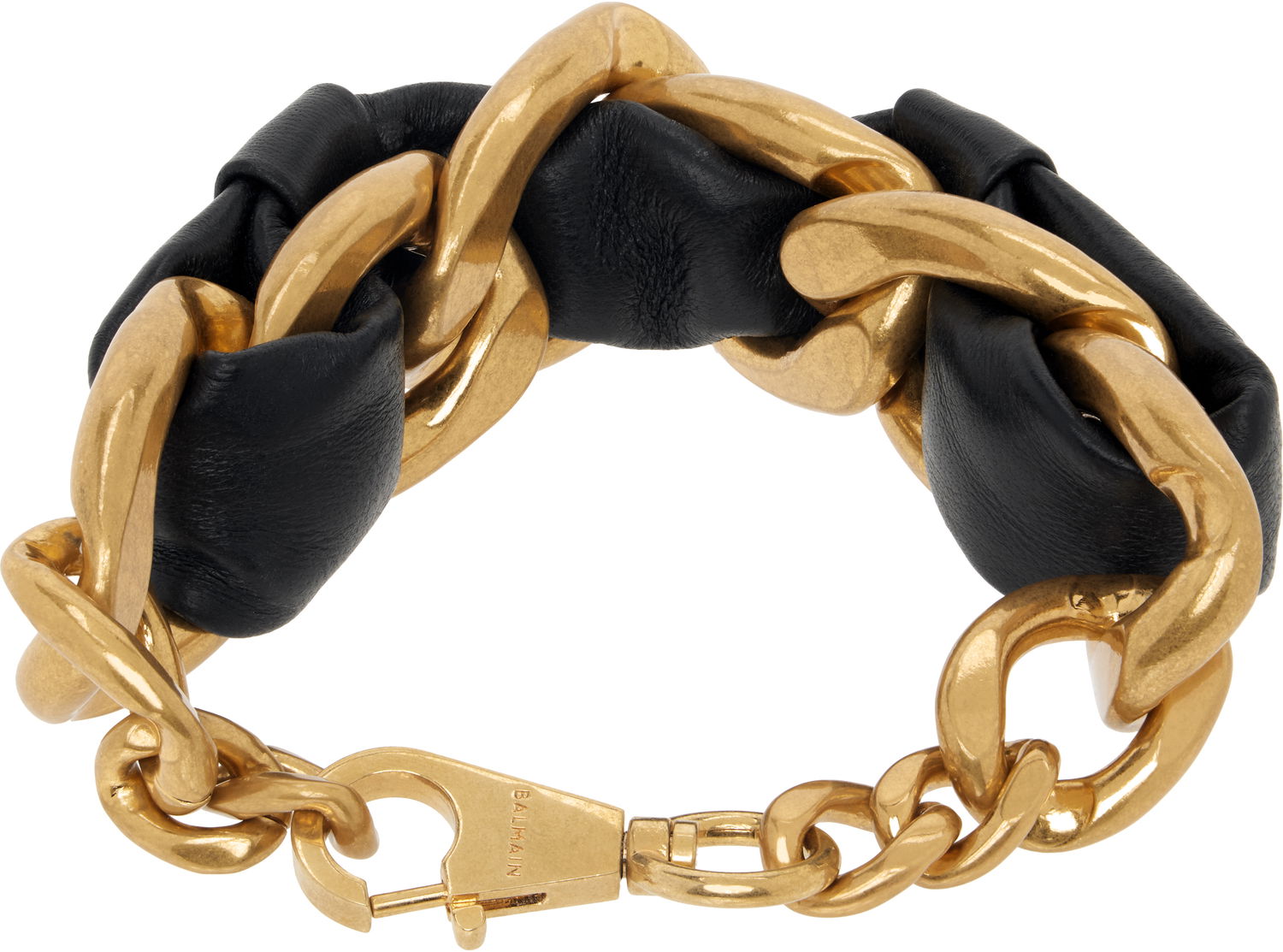 Zapestnica Balmain Chain Leather Bracelet Črna | EN1XH471MBLH, 1