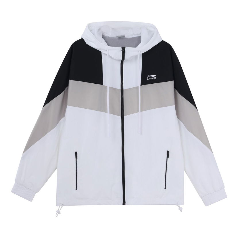 Vetrovka Li-Ning Sports Fashion Series Colorblock Hooded Drawstring Loose Jacket Bela | AFDQ045-1