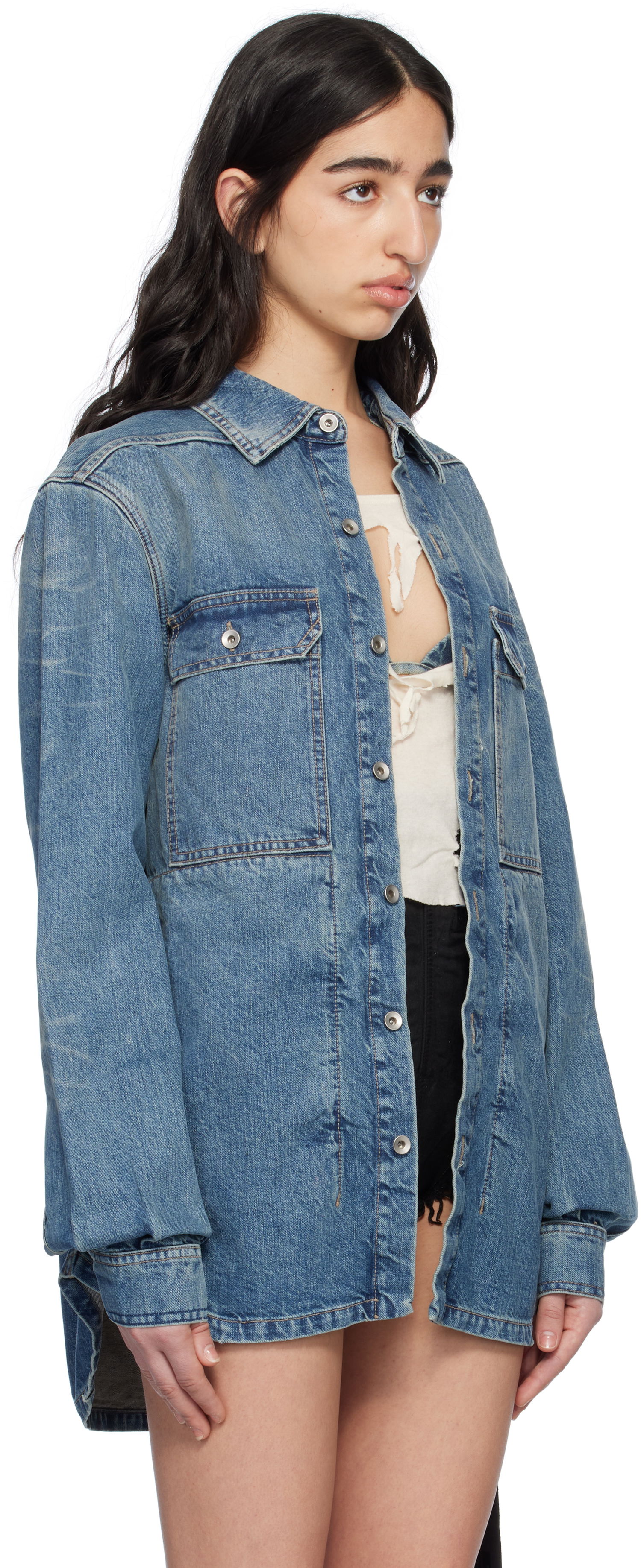 Srajce Rick Owens Rick Owens DRKSHDW Hollywood Denim Overshirt Modra | DS01E3705 DWB, 1
