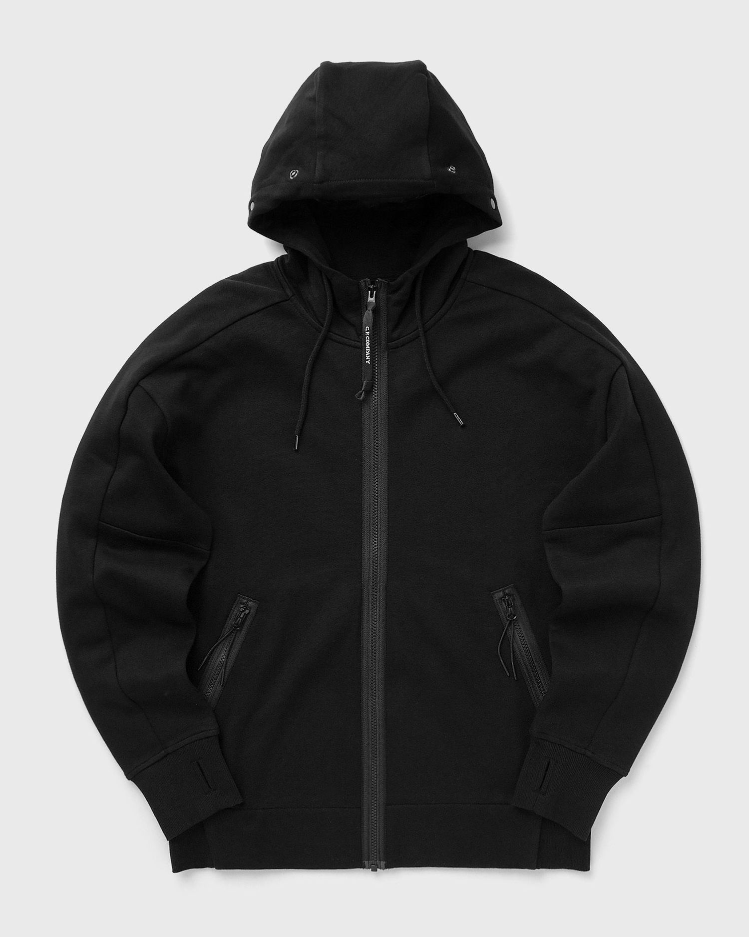 Pulover C.P. Company DIAGONAL RAISED FLEECE GOGGLE ZIPPED HOODED SWEATSHIRT Črna | 17CMSS028A005086W-999, 0