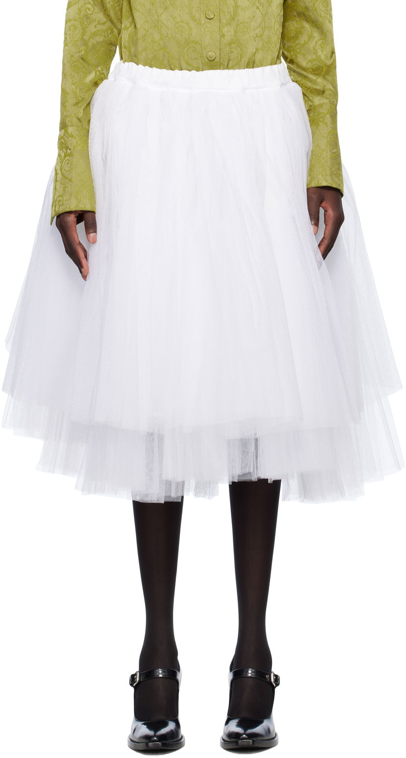 Krila Comme des Garçons Comme des Garçons Tulle Midi Skirt Bela | GO-S015-051