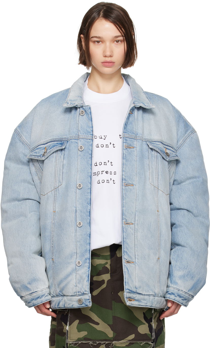 Puhovka VETEMENTS Puffer Denim Jacket Modra | UA65JA899N