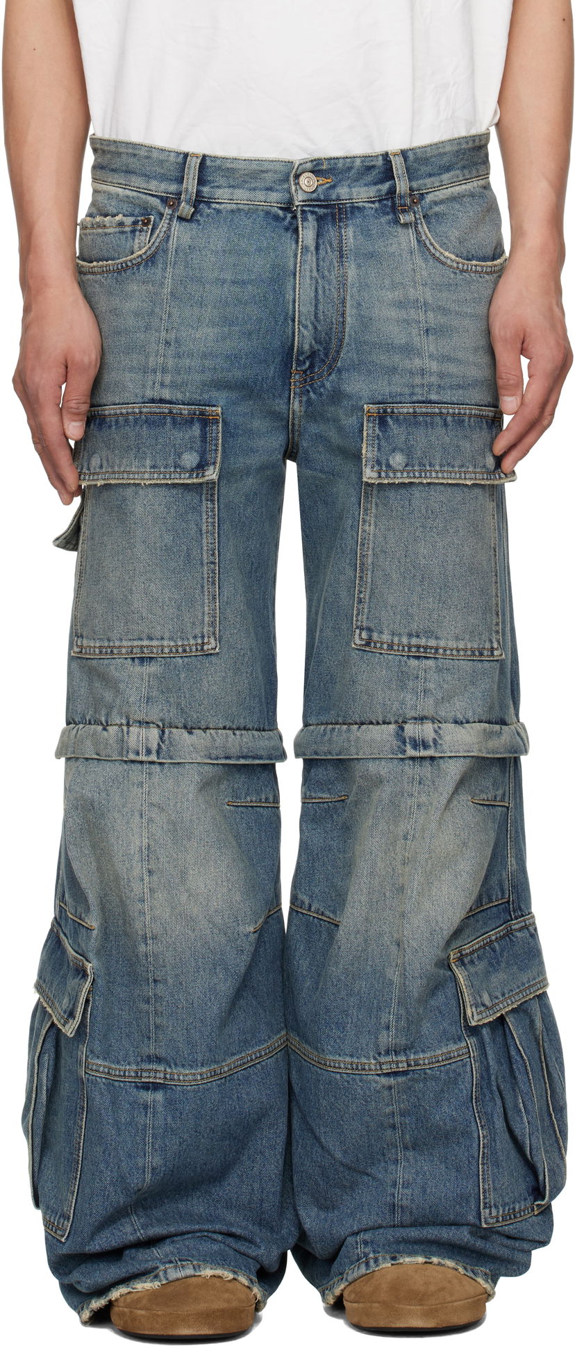 Kavbojke Balenciaga Balenciaga Flared Cargo Jeans Modra | 783694THW25
