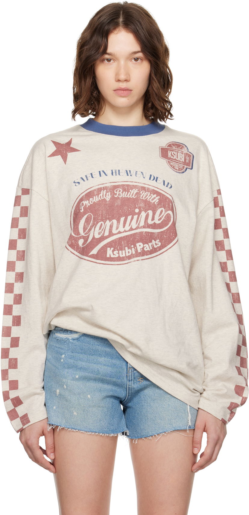 Majica Ksubi Ksubi Pitt Lane Boyfriend Long Sleeve T-Shirt Bež | WPF25TE006