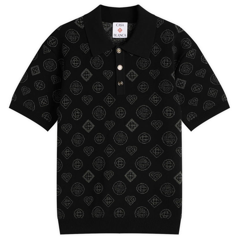 Polo majica Casablanca Casablanca City Jacquard Polo Črna | M-AW25-KW-1126-01
