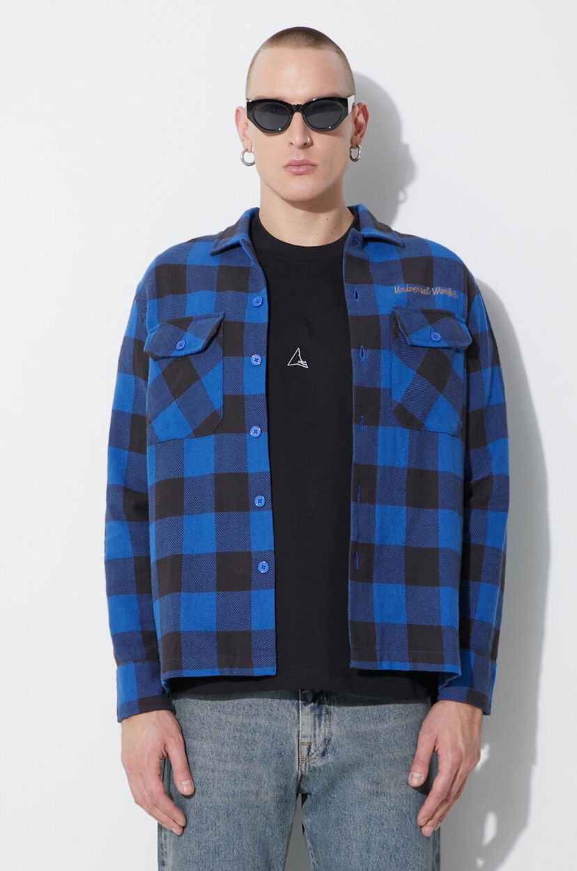 Srajce Universal Works Universal Works L/S Utility Shirt Modra | 29177