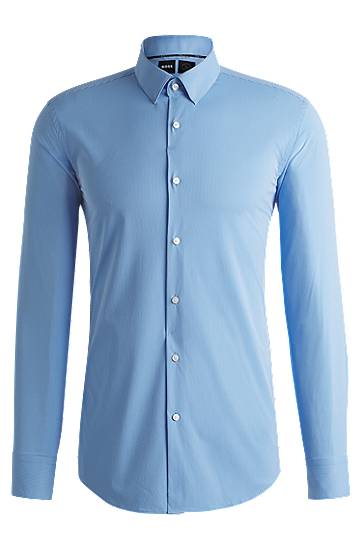 Srajce BOSS Slim-Fit Performance-Stretch Shirt Modra | 50539397
