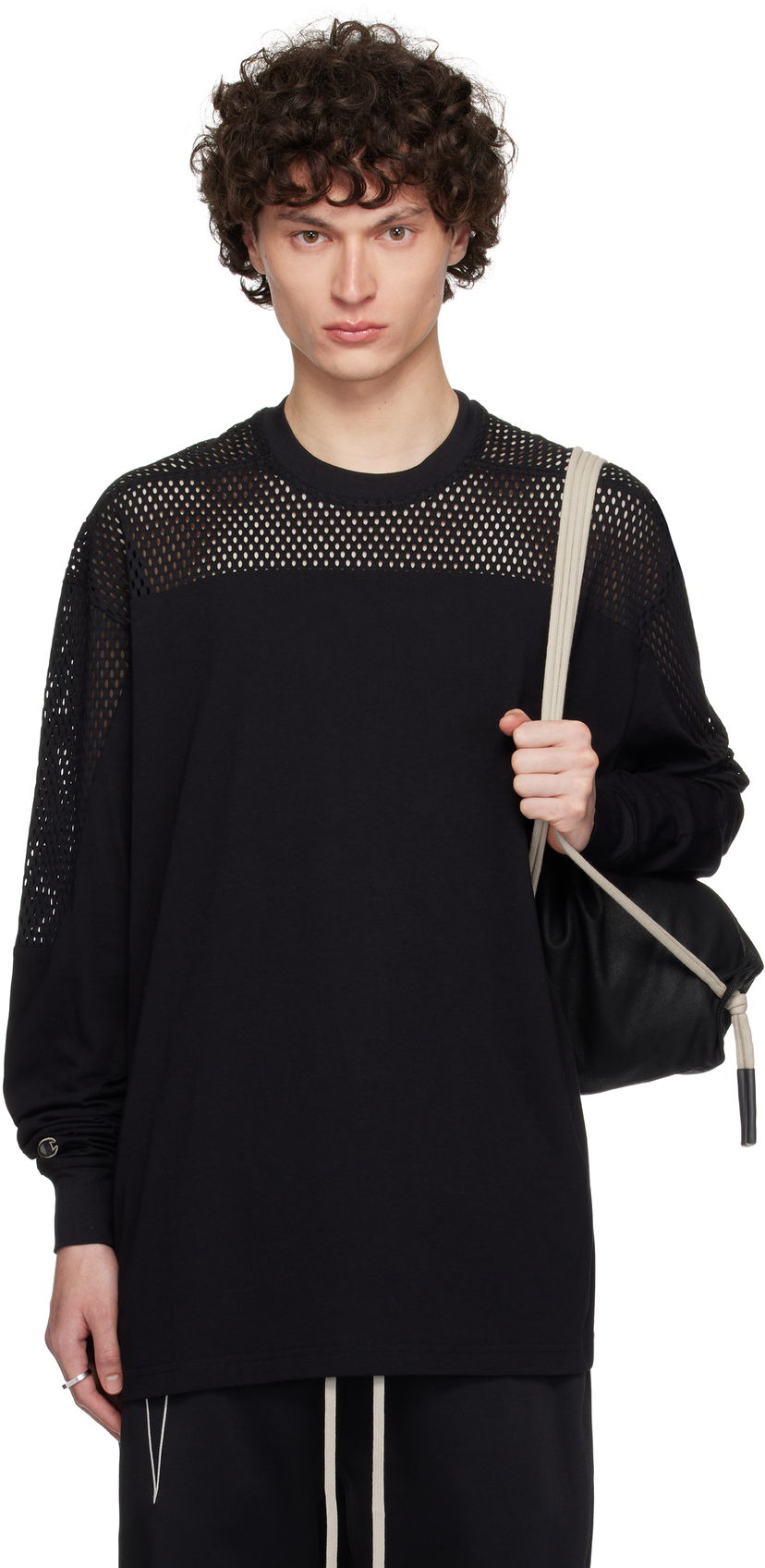 Majica Rick Owens Rick Owens Champion Edition Girdered T-Shirt Črna | CM01E1673 CHJGOM JERSEY + MESH