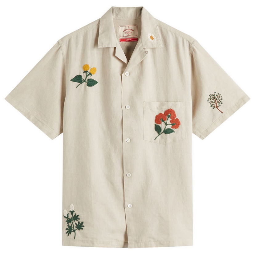 Srajce Portuguese Flannel Flannel Embroidered Vacation Shirt Bež | SS25-086-NAT