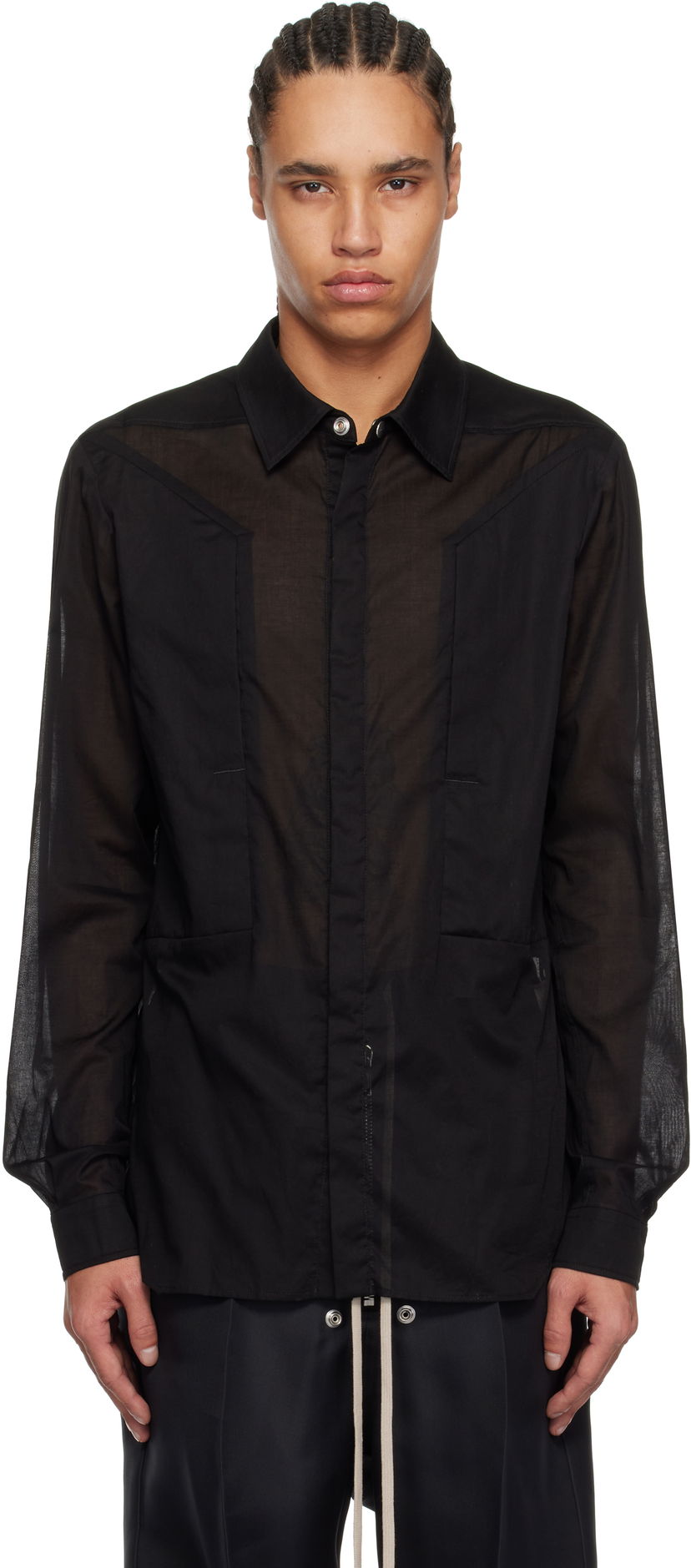 Srajce Rick Owens Rick Owens Hollywood Fogpocket Shirt Črna | RU01E5237 CV