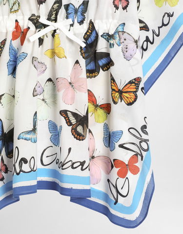 Obleke Dolce & Gabbana Dolce & Gabbana Butterfly Print Batiste Caftan Bela | LB7A14FI5KTHB5KB, 3