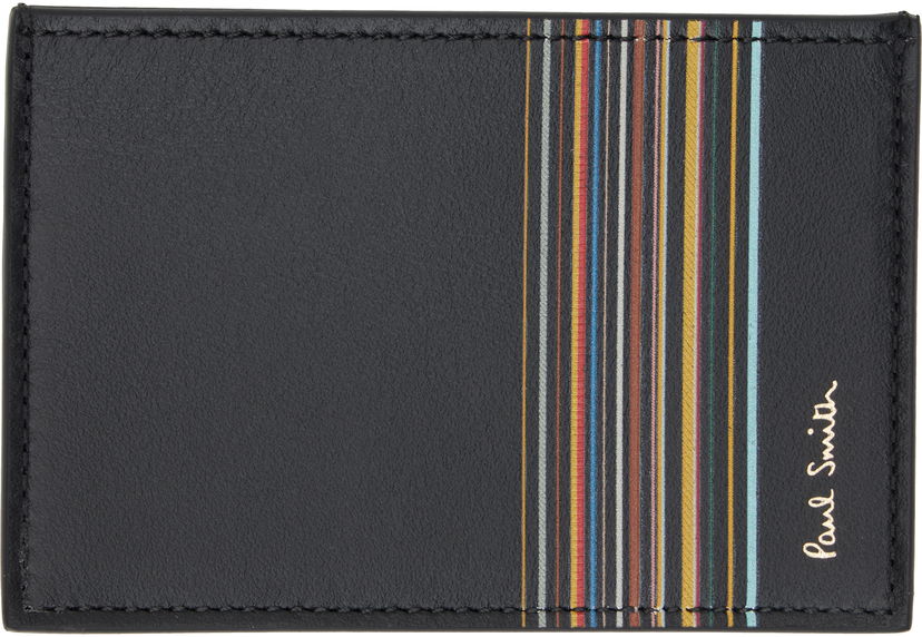 Denarnica Paul Smith Paul Smith Leather Signature Stripe Credit Card Holder Črna | M1A-6137-LFISIG