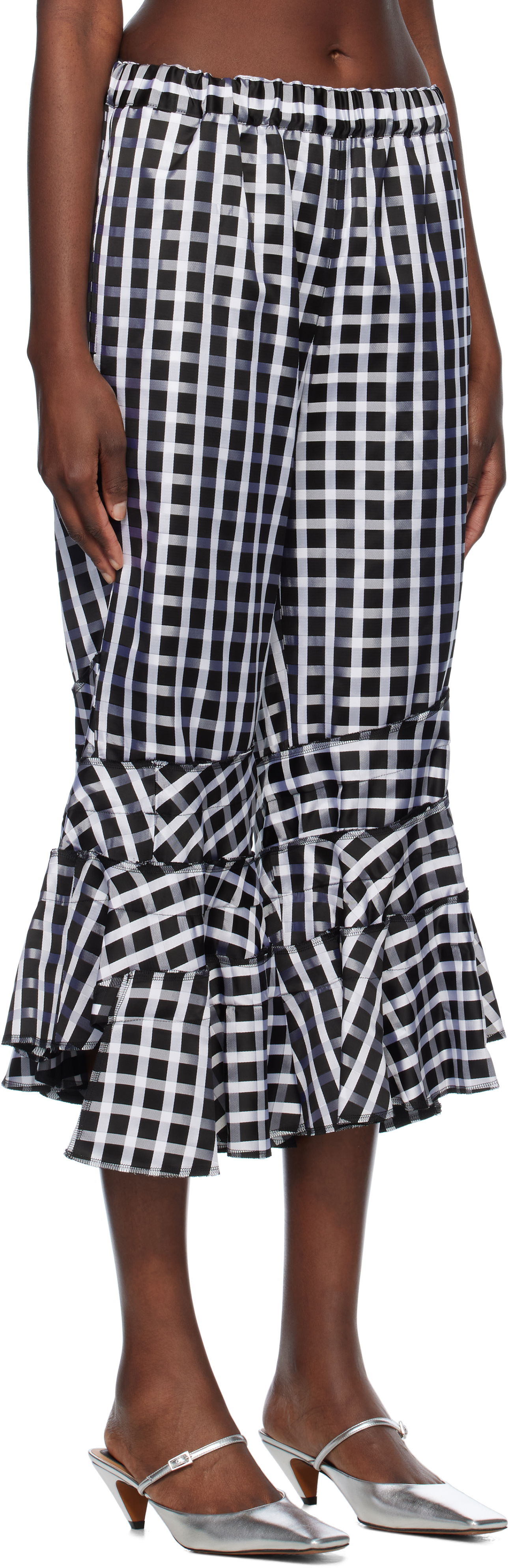 Kratke hlače Comme des Garçons Comme des Garçons Check Ruffle Cropped Trousers Črna | RO-P010-051-1, 1