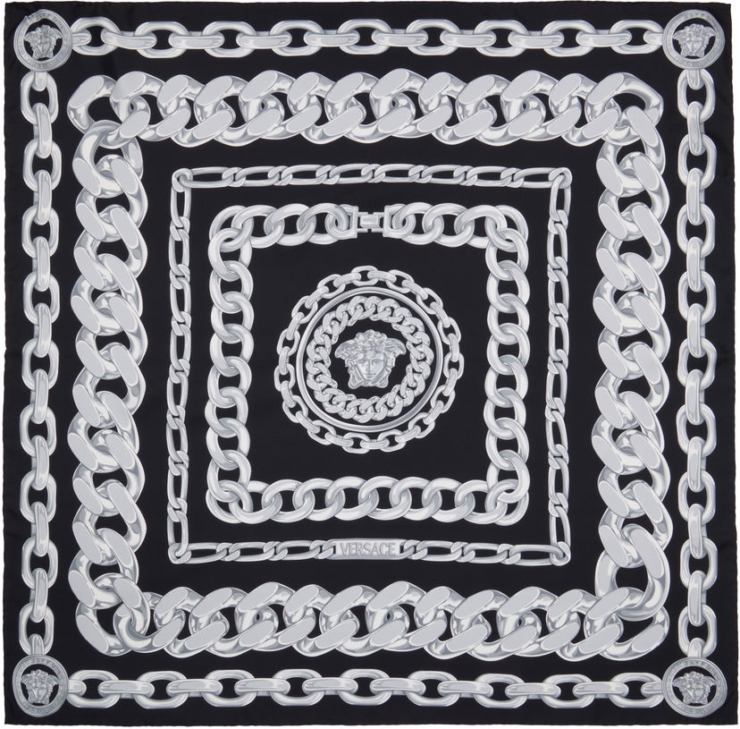 Šala Versace Versace Medusa Chains Large Silk Scarf Črna | 1001600_1A13762