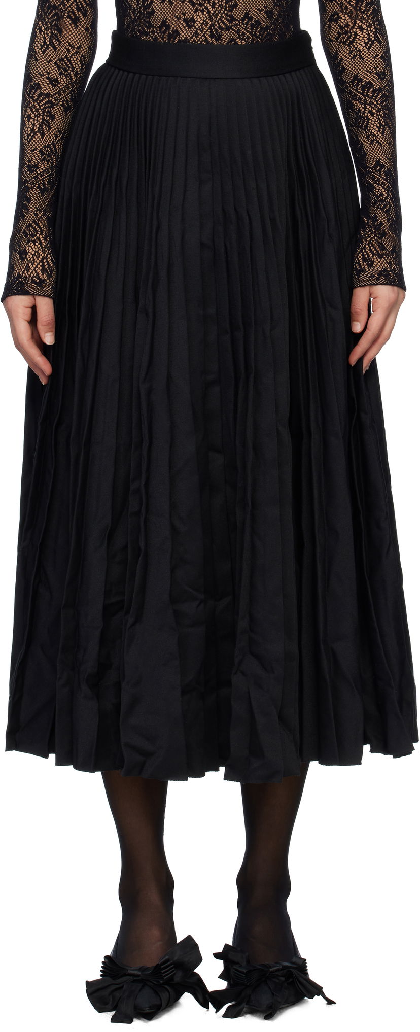 Krila Balenciaga Pleated Midi Skirt Črna | 808777 TRT08