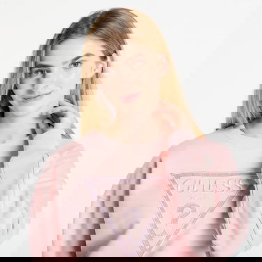 Pulover GUESS GUESS Triangle Glitter Sweatshirt Roza | W5BQ11KC8I1-G66B, 1