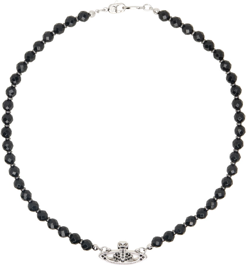 Ogrlica Vivienne Westwood Silver & Black Choker Črna | 6303002F-02P178-CN