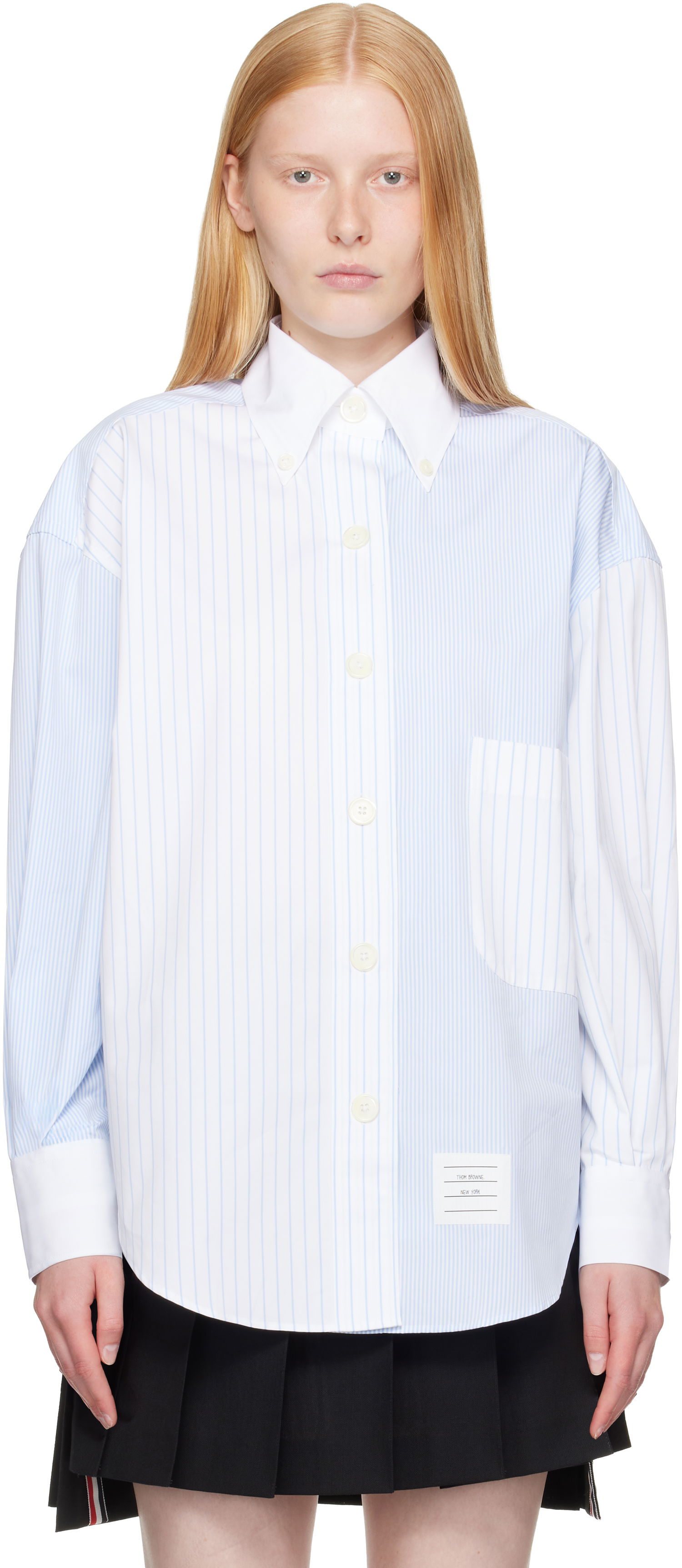 Srajce Thom Browne Thom Browne Funmix Micro University Striped Shirt Modra | FLL079F-F0917, 0