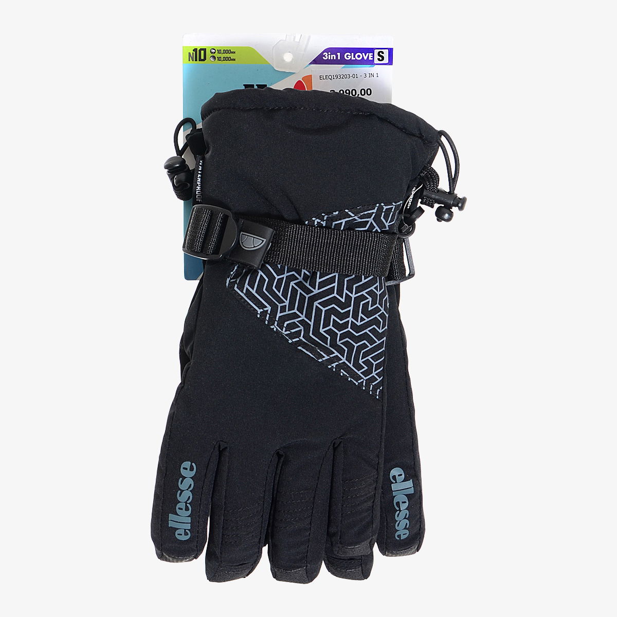 Rokavice Ellesse 3 in 1 Waterproof Geometric Pattern Gloves Črna | ELEQ193203-01, 0