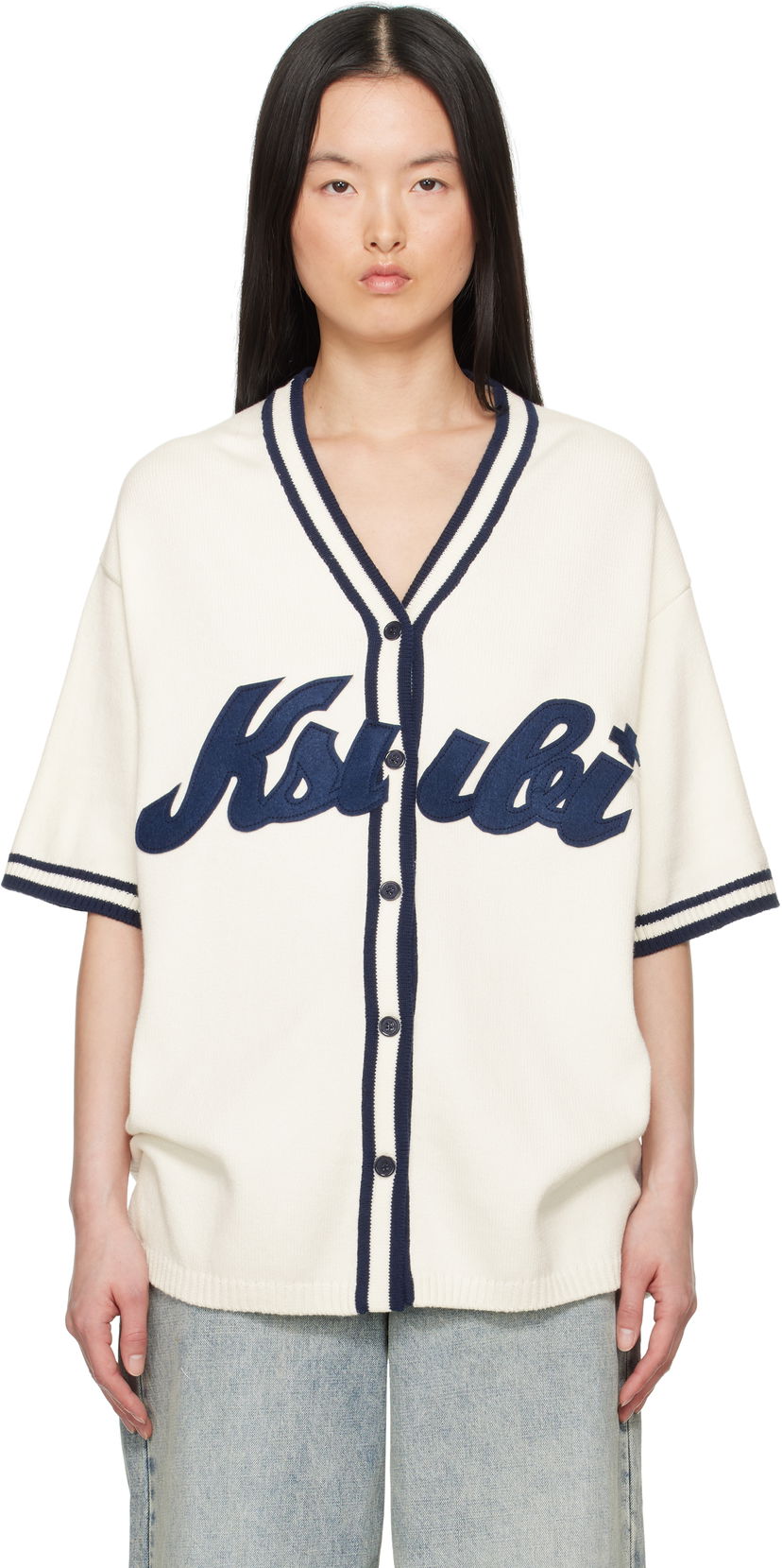 Pleteni pulover Ksubi Ksubi Baseball Knit Cardigan Bela | WSP25KW001