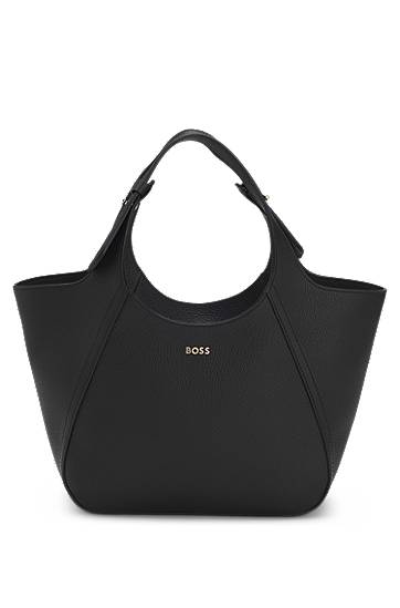 Tote bag BOSS Grained-leather tote bag with logo lettering Črna | 50552118