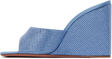 Modni dodatki Amina Muaddi Amina Muaddi Lupita Crystal Wedge Sandals Modra | LUPITA CRYSTAL WEDGE SATIN, 2