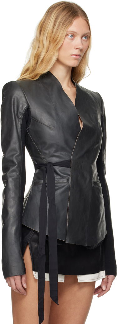 Jakna Rick Owens Rick Owens Hollywood Tamponato Calf Leather Wrap Jacket Črna | RP01E7749 LTP, 1