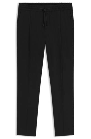 Hlače BOSS Slim-Fit Wool-Blend Twill Trousers Črna | 50547220