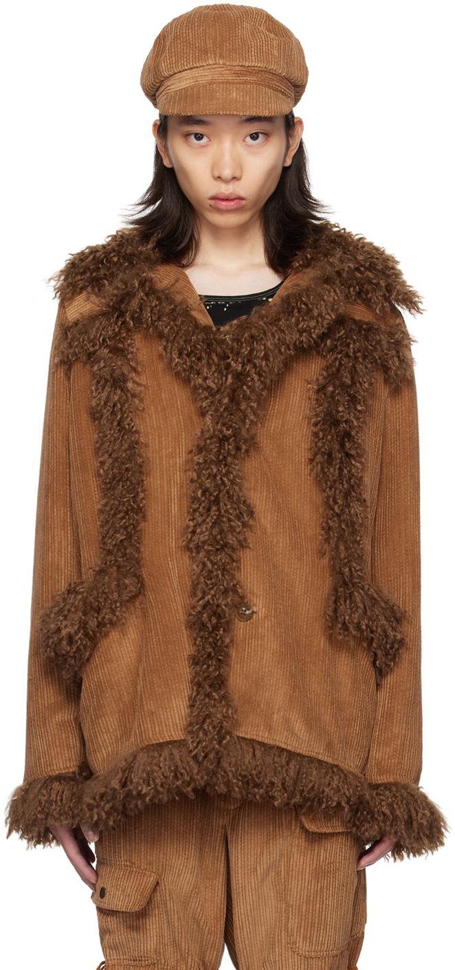 Jakna Anna Sui Anna Sui Faux-Fur Trimmed Corduroy Coat Rjava | M624V30