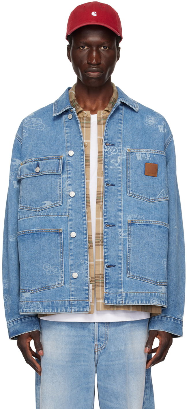 Jakna Carhartt WIP Stamp Print Denim Jacket Modra | I033743