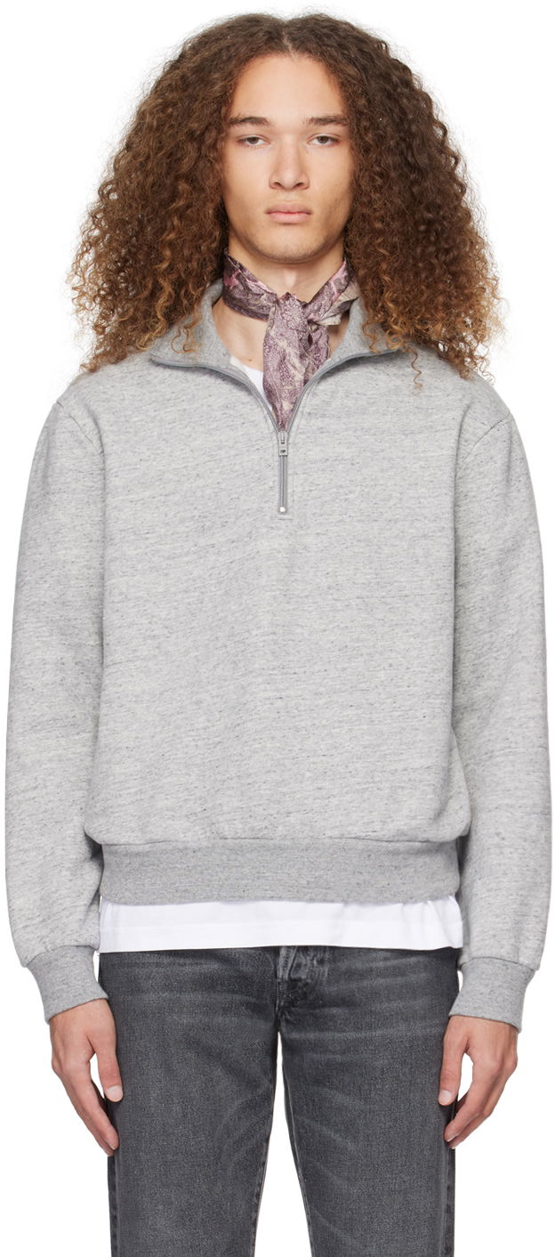 Pleteni pulover Acne Studios Half-Zip Sweater Siva | CI0164-