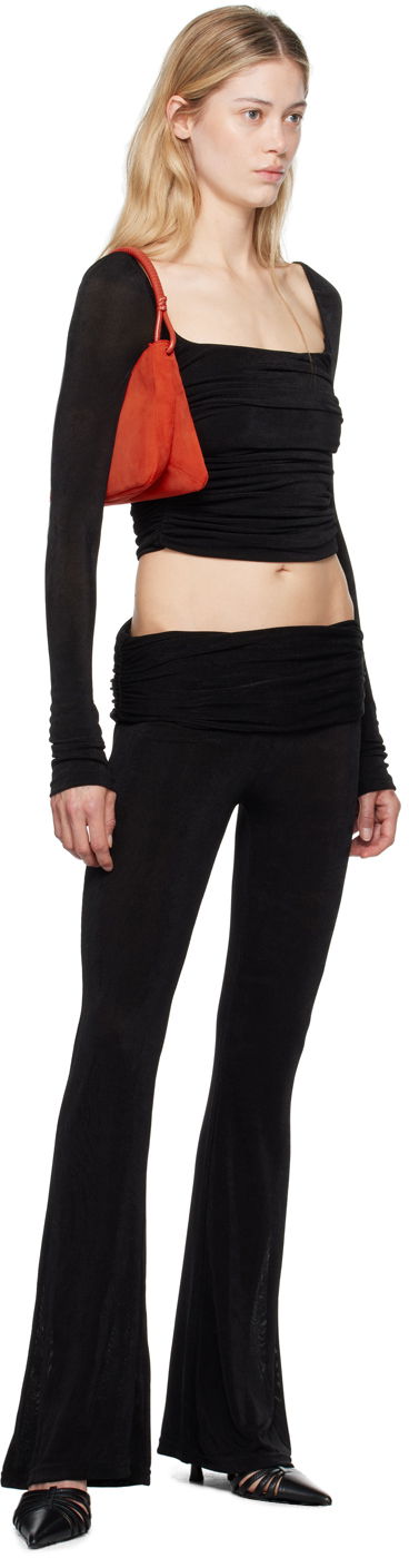 Krop-top GUIZIO Guizio Crisia Ruched Long Sleeve Top Črna | P24111K066, 3