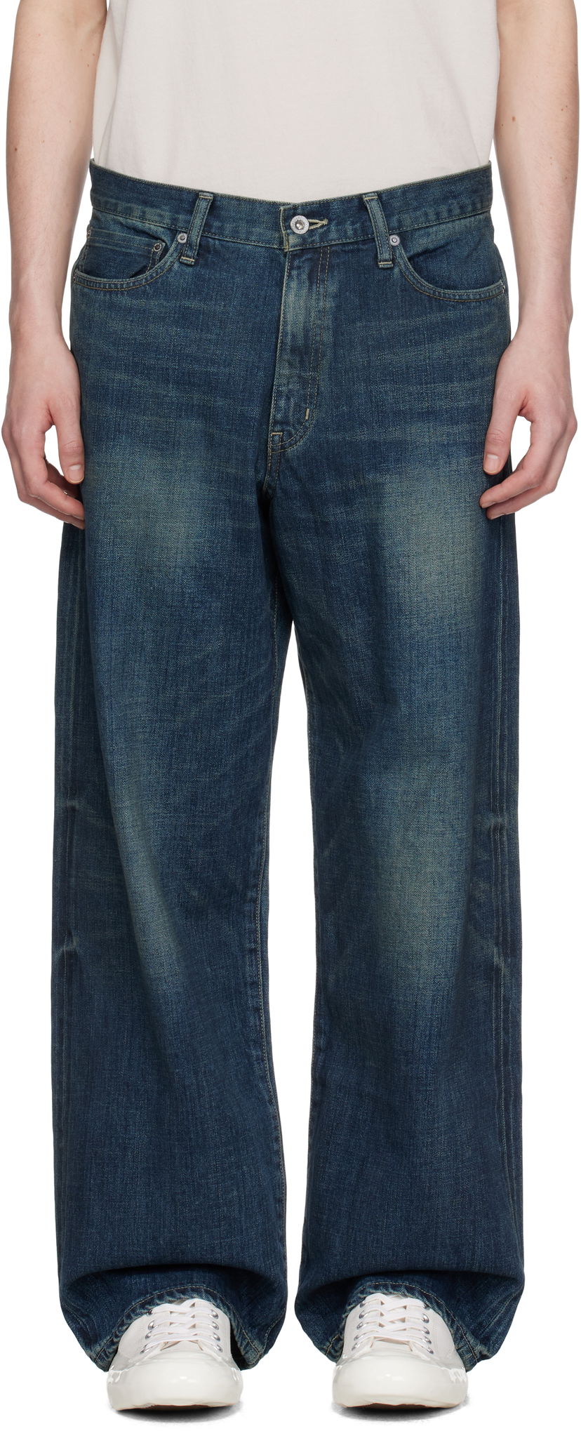 Kavbojke Neighborhood Neighborhood Washed DP Wide Jeans Modra | 251XBNH-PTM04