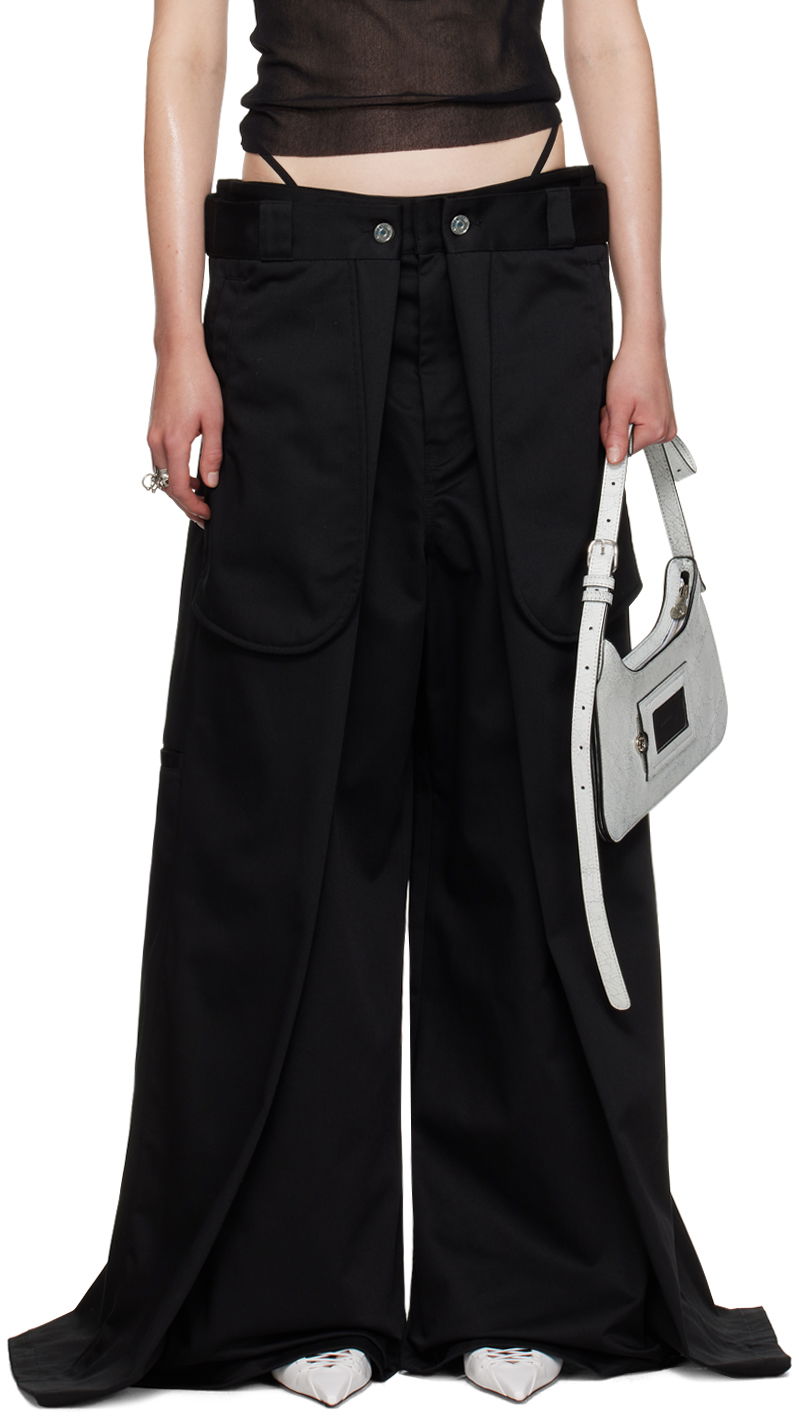 Hlače Jean Paul Gaultier Oliver Edition 'The Wrap' Wide Leg Trousers Črna | 24/27-F-PA113P-C048-00