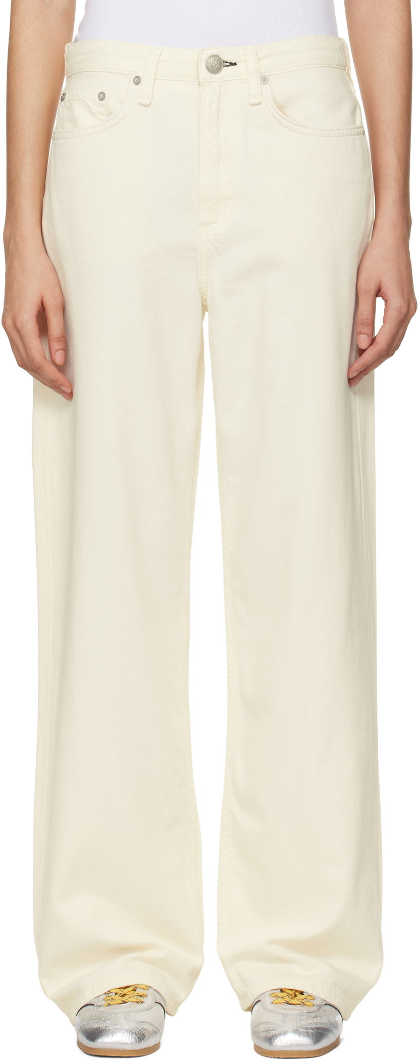 Kavbojke rag & bone Rag & Bone 'The Logan' Mid-Rise Wide Leg Jeans Bela | WDD22H2786STEC