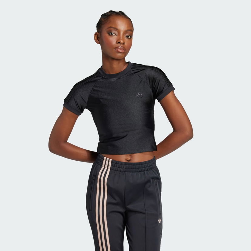 Krop-top adidas Performance 3-Stripes Cali Cropped T-Shirt Črna | JJ0908