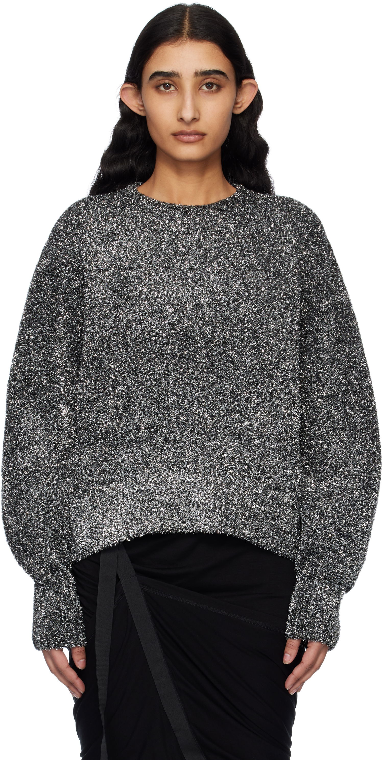 Pleteni pulover Helmut Lang Helmut Lang Apex Lurex Crew Sweater Kovinski | O10HW706, 0