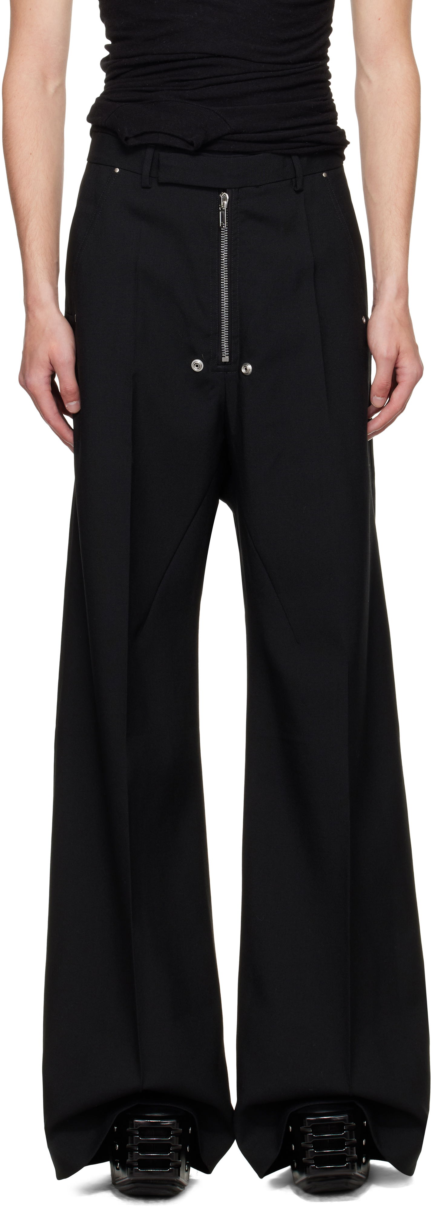 Hlače Rick Owens Rick Owens Concordians Wide Bela Tailored Trousers Črna | RU02E1354 WGP, 0