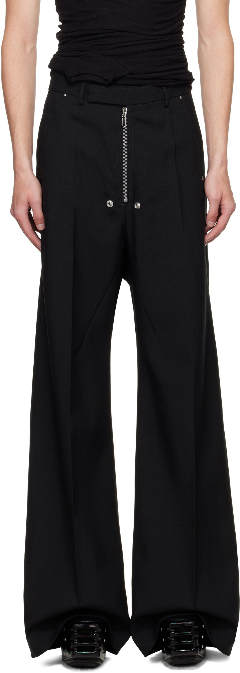 Hlače Rick Owens Rick Owens Concordians Wide Bela Tailored Trousers Črna | RU02E1354 WGP