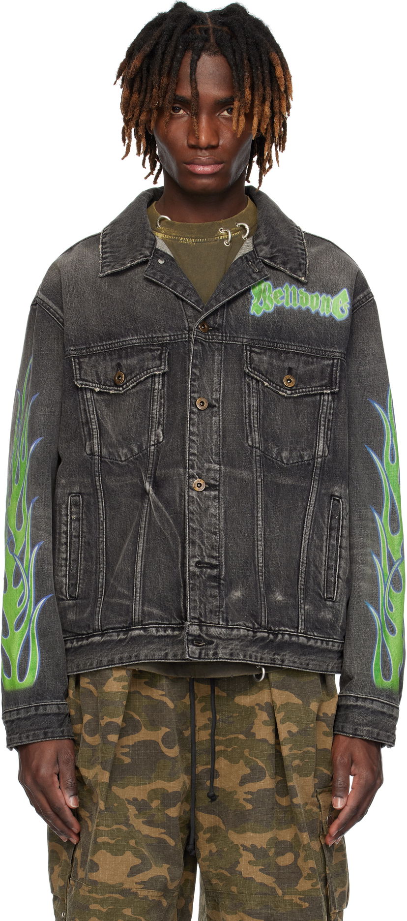 Jakna We11done We11done Blaze Logo Denim Jacket Črna | WD-DJ0-25-318-U-BK