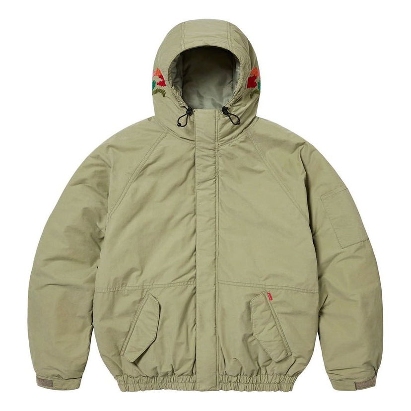 Parka Supreme Needlepoint Hooded Down Jacket Zelena | SUP-FW23-157