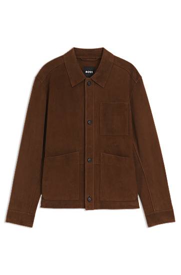 Jakna BOSS Regular-Fit Suede Jacket Rjava | 50543204
