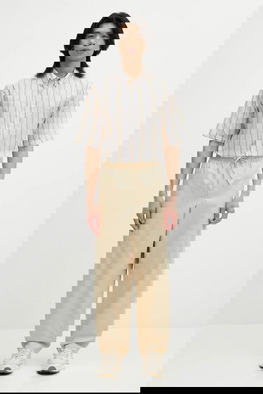 Hlače KENZO Kenzo Wide-Leg Drawstring Pants Bež | FF55PA5019SC.11, 4