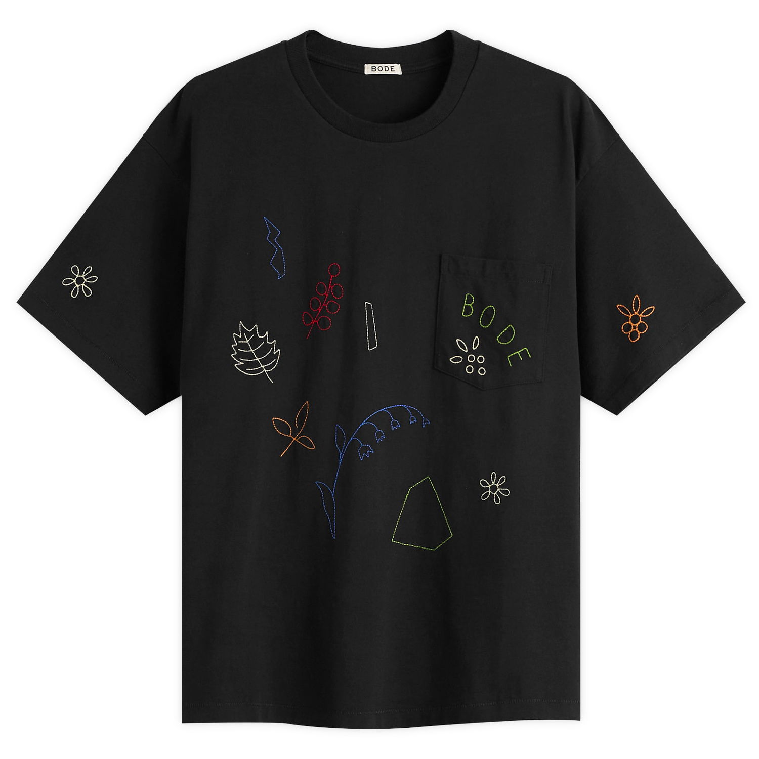 Majica Bode Embroidered Field Guide T-Shirt, Size Large Črna | MRF25CS019, 0