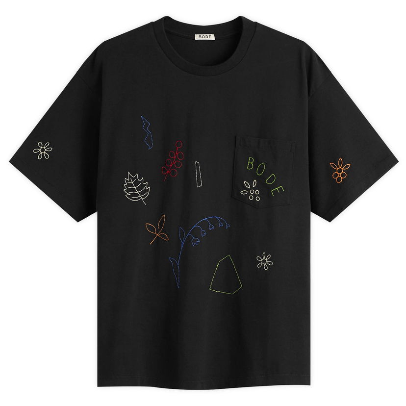Majica Bode Embroidered Field Guide T-Shirt, Size Large Črna | MRF25CS019