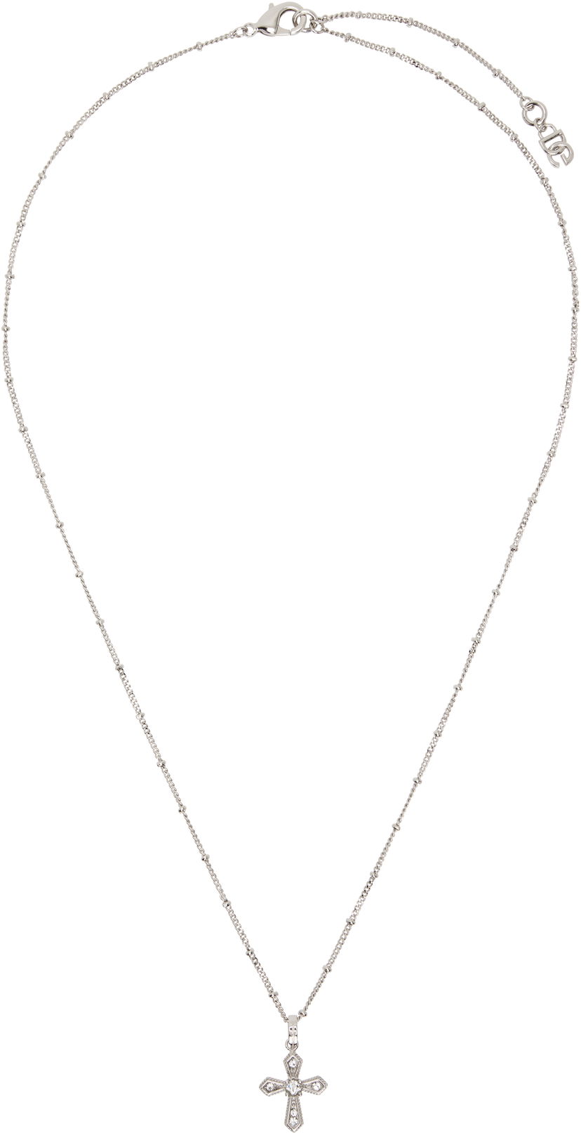 Ogrlica Dolce & Gabbana Dolce&Gabbana Beaded Chain Cross Pendant Necklace Kovinski | WNN7S2W1111